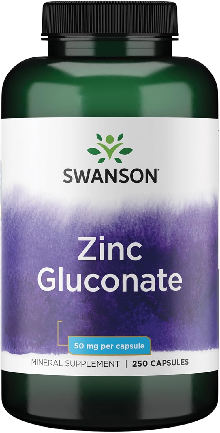 Swanson 〔スワンソン〕 グルコン酸亜鉛 - 最適な吸収のためのグルコン酸形態 - (250 カプセル、各 50 mg)