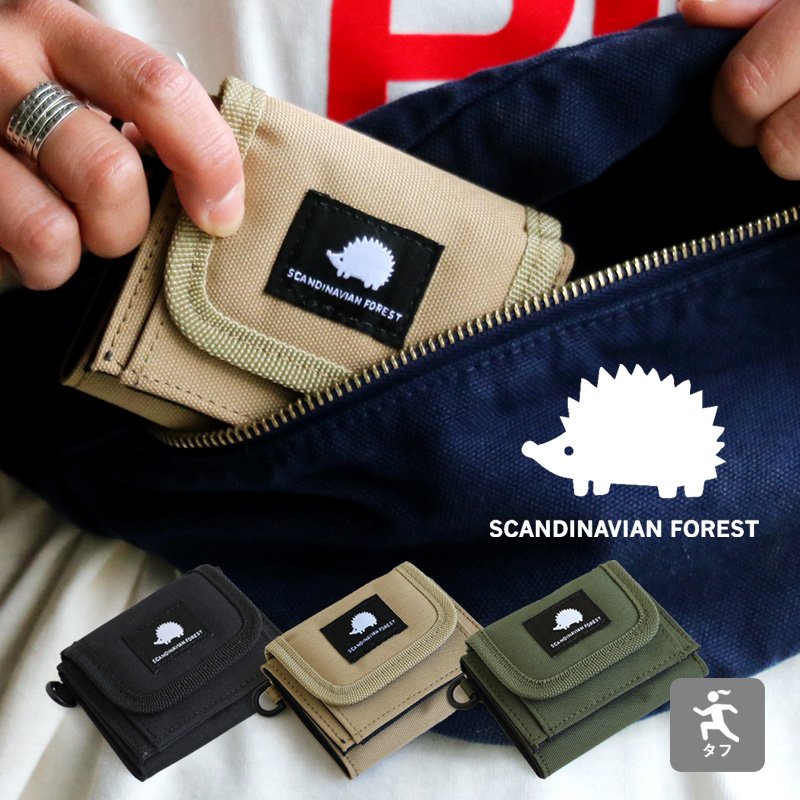 SCANDINAVIAN FOREST ミニウォレット財布 三つ折り財布 小銭入れ カード入れ ワンポイント 多ポケット コーデュラ(R)  ポリエステル100％ カジュアル アウトドア 旅行 PATY パティ スカンジナビアン フォレスト | ＰＡＴＹ