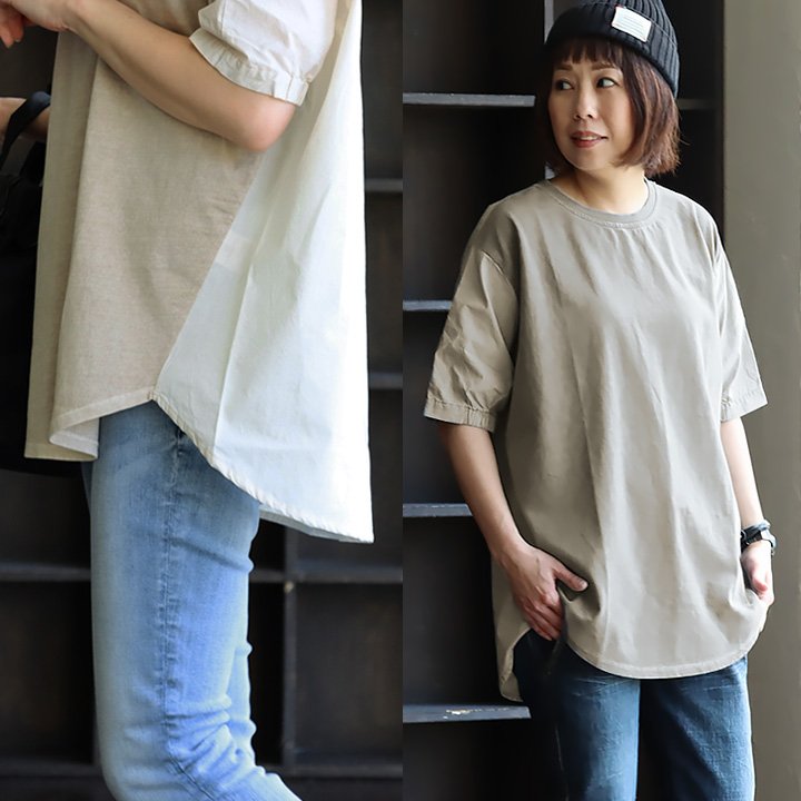 Tシャツ 5分袖 前後2WAY レディース お尻隠れる 薄手 通気性 涼しい 夏 夏服 体型カバー PATY パティ Blucielo ブルチェーロ Tシャツ 5分袖 前後2WAY レディース お尻隠れる 薄手 通気性