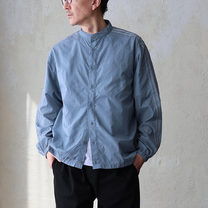 Duckster ダックスター シャツ 長袖 メンズ レディース バンドカラー ナイロン ポリエステル ライン 薄手 軽い 持ち運べる 袖ゴム ゆったり 大きいサイズ カジュアル 春 パティ 【メール便50】