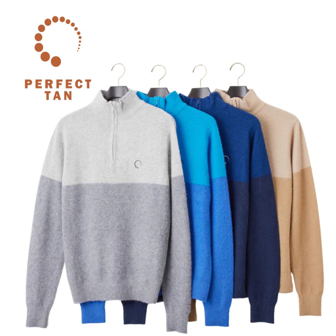 【貨物輸送無料】 PERFECT TAN 完備したタン カシミヤハーフジッププルオーバー レディース ゴルフ ゴルフ御召しもの お上さん服 モックネック 編み物 ティーシャツ 大いさM  PT2-FW-K004 SALE 大売り出し