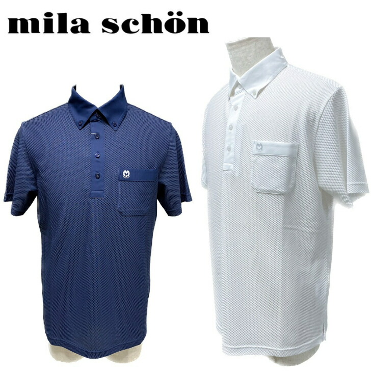 【送料無料】 mila shоn ミラショーン メンズ ゴルフ ゴルフウェア ポロ ポロシャツ シンプル ストレッチ性 伸縮性 吸水速乾性 UVカット 大きめサイズ 48/50 7333274155