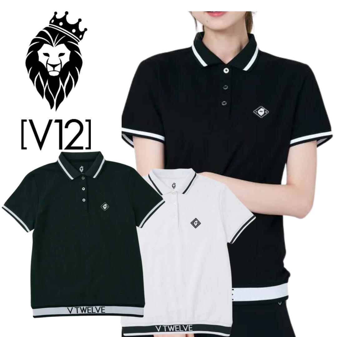 【送料無料】 V12 ブイトゥエルブ RIBY POLO レディース ポロシャツ 半袖ポロ ゴルフ ゴルフウェア 裾リブ ストレッチ M/L V122410-PL10
