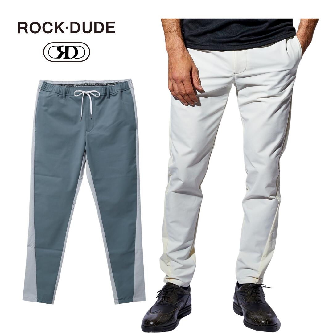 【貨物輸送無料】 ROCK DUDE ロックデュード パネルジャージスリムパンツ メンズ ゴルフ ゴルフ御召しもの テーパード 酉の方角予防医学 通気性 伸ばすこと 02/03 M/L 白 青 丈取り繕い能力のある  11-473106