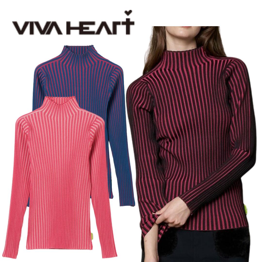 送料無料】 VIVA HEART ビバハート バイカラー リブニットプルオーバー