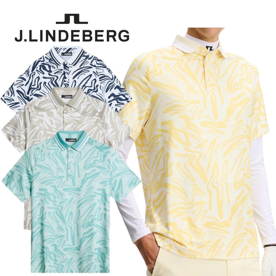 【送料無料】 J.LINDEBERG ジェイリンドバーグ 総柄プリント半袖ポロ メンズ ゴルフウェア ポロシャツ 速乾性 サイズ46 07125146 071-25146｜Pauls　for　green