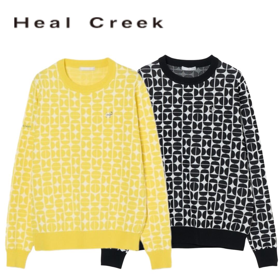 【貨物輸送無料】 Heal Creek 踵細流 虚蝉倶楽部柄ダブルジャカードニット レディース ゴルフ御召しもの 労働者の一団のど首 室内用便器能力のある 40/42 M/L 00215210 002-15210