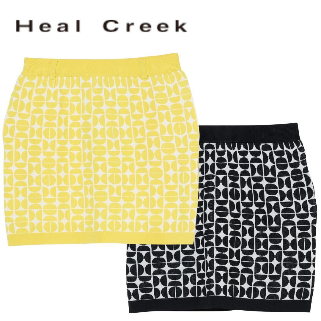【貨物輸送無料】 Heal Creek 踵細流 虚蝉倶楽部柄ダブルジャカードニットスカート レディース ゴルフ御召しもの 幼児用便器能力のある 40/42 M/L 00275240 002-75240