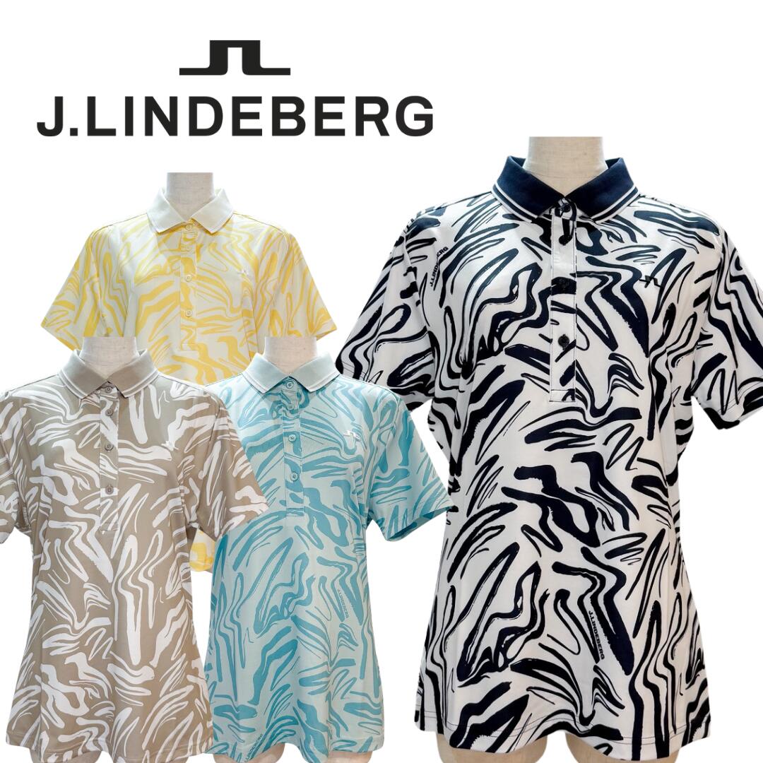 【送料無料】 J.LINDEBERG ジェイリンドバーグ Georgia Print Polo レディース ゴルフウェア ポロシャツ 半袖ポロ ストレッチ 吸水速乾 サイズ42 総柄 07225140 072-25140｜Pauls　for　green