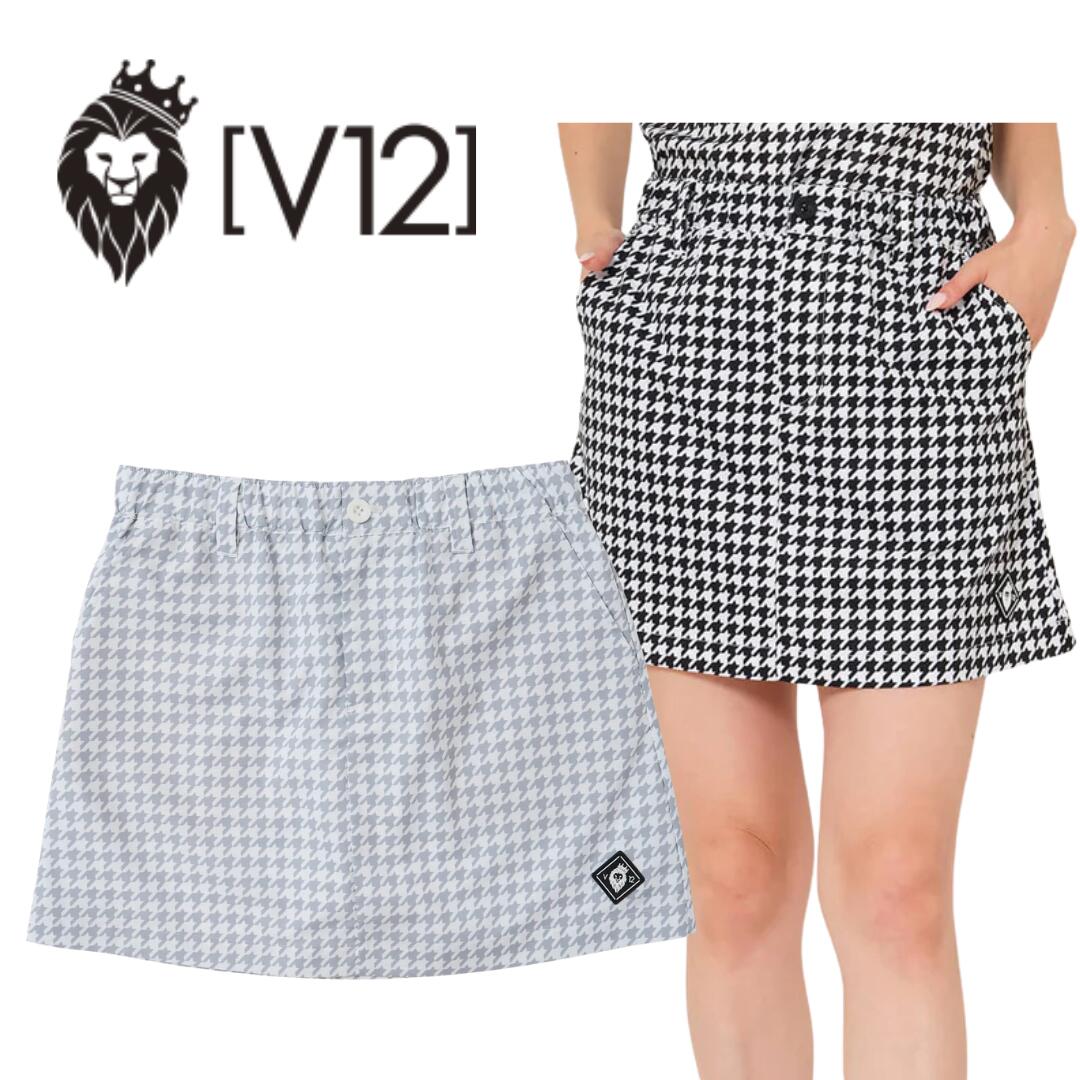 【貨物輸送無料】 V12 ブイトゥエルブ HOUNDS SKIRTレディース ゴルフお召しもの スコート 伸ばすこと 肌付き付き添い人 セットアップ M/L V122610-SK01
