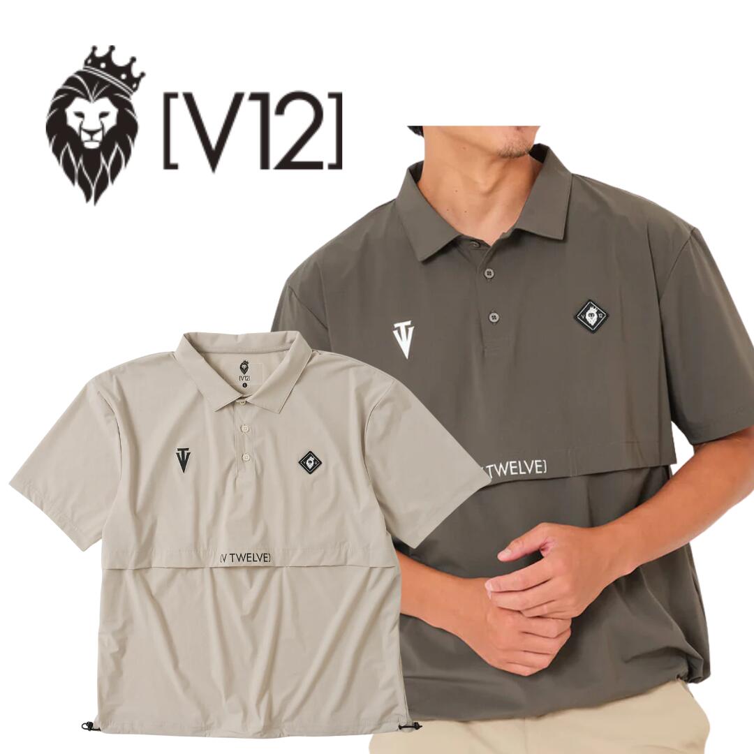 【貨物輸送無料】 V12 ブイトゥエルブ SYM POLO メンズ ゴルフ御召しもの スポーツシャツ 半袖プルオーバー 撥水 ドローコード付き添い人 M/L V122610-PL10