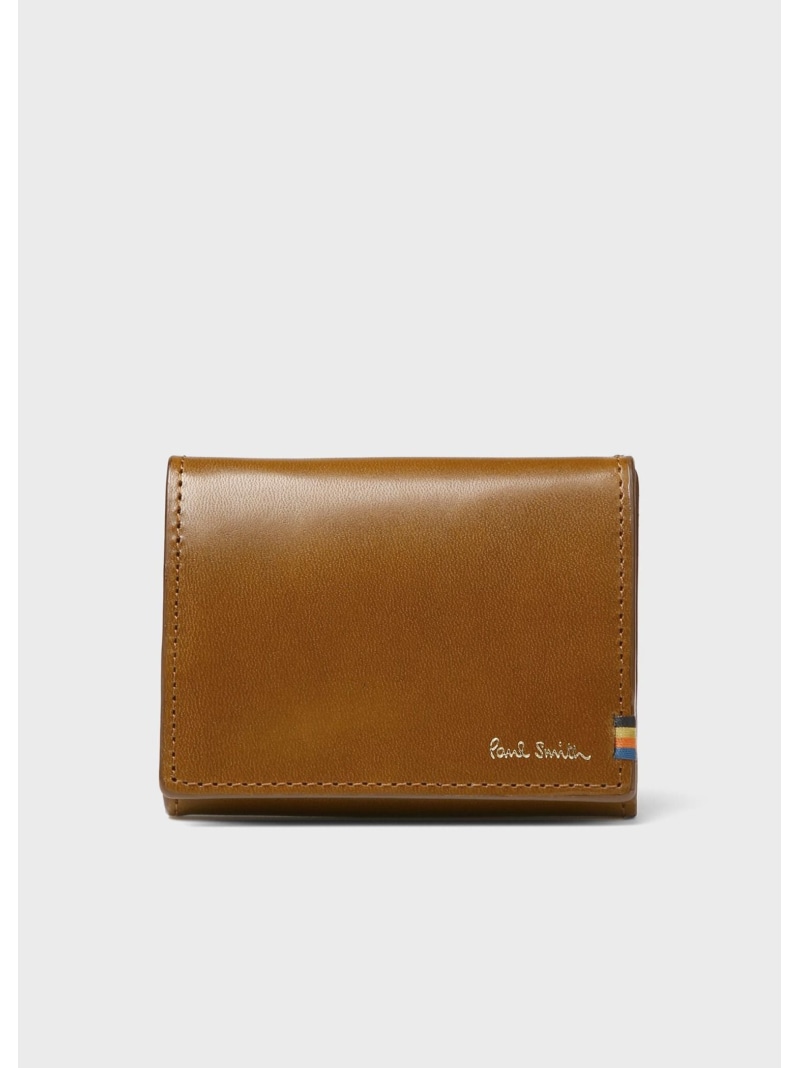 ポールスミス Paul Smithブライトストライプステッチ折り財布　キャメル ポールスミス Paul Smithブライトストライプステッチ折り財布