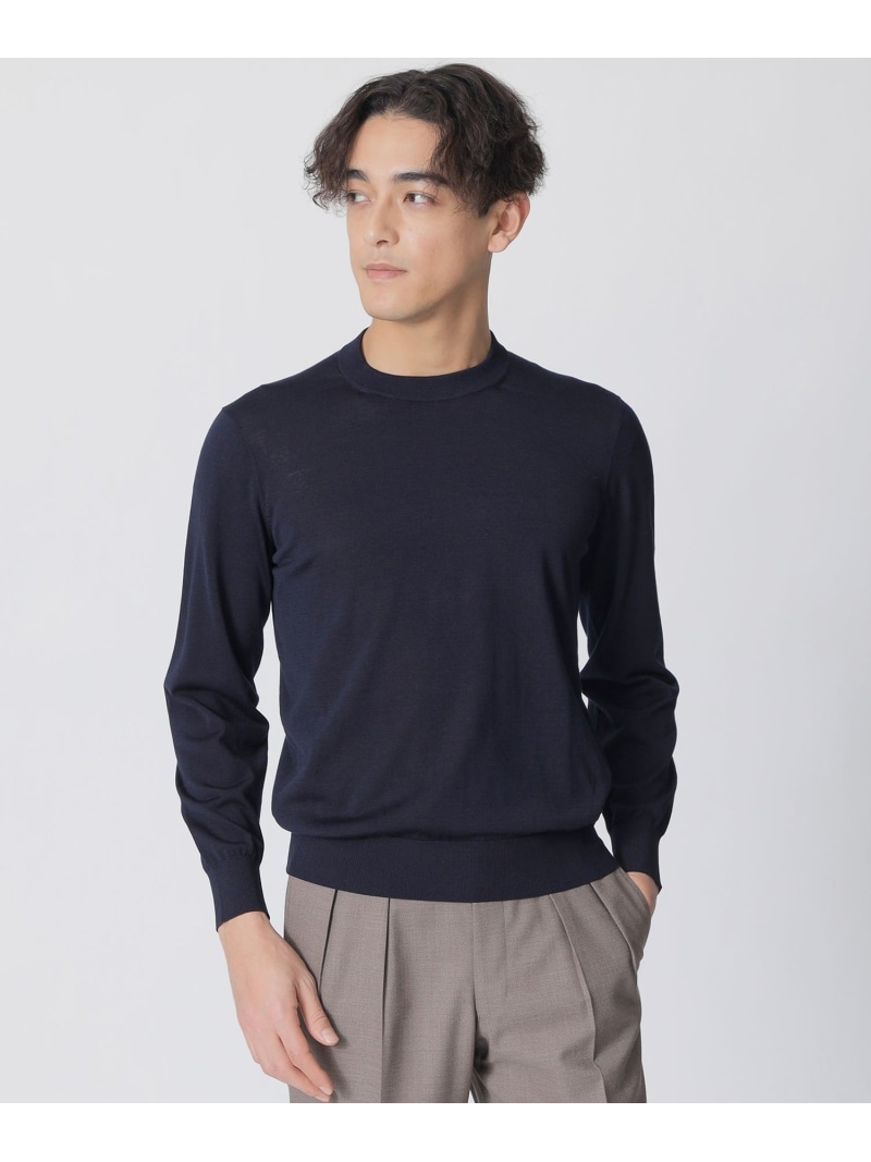 シルクコットン・クルーネックセーター Paul Stuart ポール・スチュアート トップス ニット パープル ネイビー【送料無料】[ Fashion]