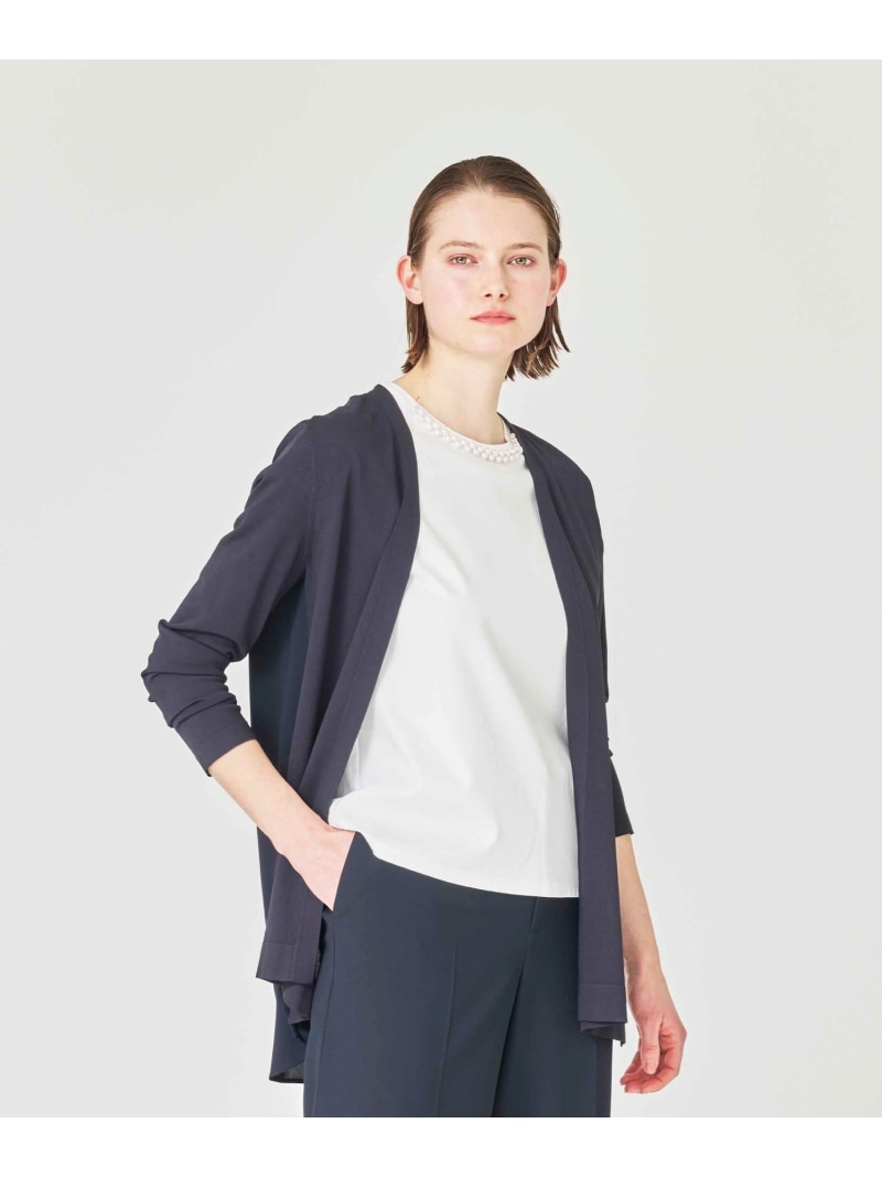 【SALE／27%OFF】【ウォッシャブル/接触冷感/UV対策】シャイニーストレッチ/バックサテンアムンゼン カーディガン Paul Stuart ポール・スチュアート トップス アンサンブル ネイビー ホワイト【RBA_E】【送料無料】[ Fashion]｜Paul Stuart