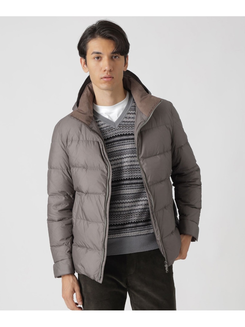 【SALE／20%OFF】ナイロンタフタショートダウンジャケット Paul Stuart ポール・スチュアート ジャケット・アウター ダウンジャケット・ダウンベスト グレー ネイビー【RBA_E】【送料無料】[ Fashion]｜Paul Stuart