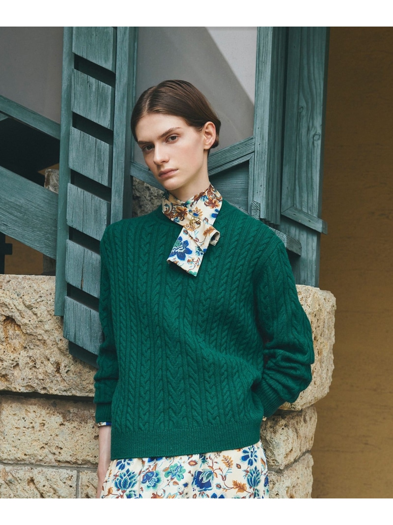 【SALE／20%OFF】ウールカシミヤケーブル プルオーバー Paul Stuart ポール・スチュアート トップス ニット レッド ホワイト グリーン【RBA_E】【送料無料】[ Fashion]