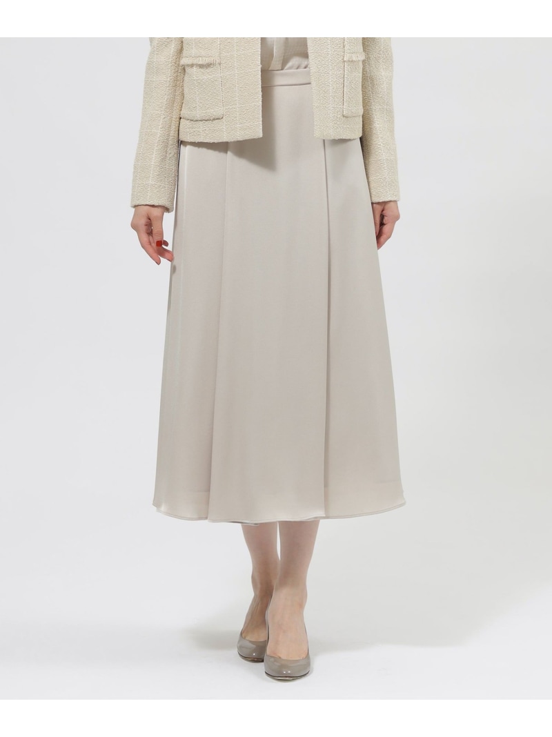 【SALE／28%OFF】【ウォッシャブル】バックジョーゼットサテン スカート Paul Stuart ポール・スチュアート スカート その他のスカート ネイビー ベージュ【RBA_E】【送料無料】[ Fashion]