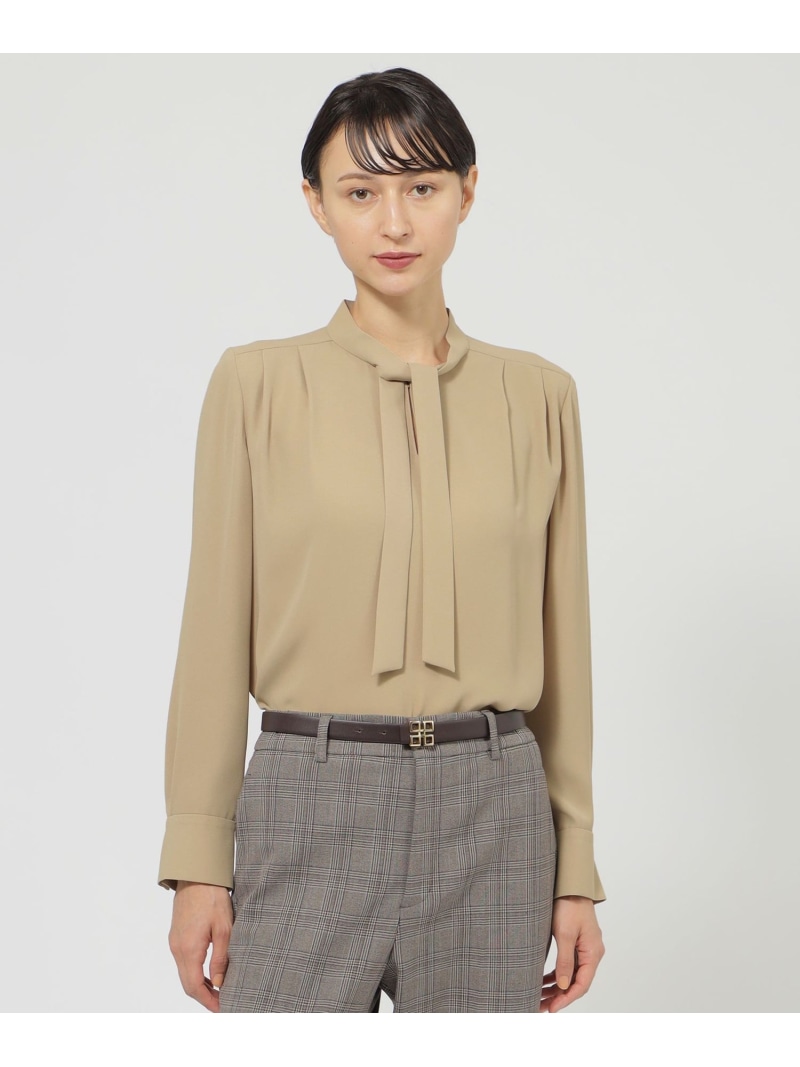 【SALE／30%OFF】【ウォッシャブル】バックサテンアムンゼン ブラウス Paul Stuart ポール・スチュアート トップス シャツ・ブラウス ネイビー ベージュ【RBA_E】【送料無料】[ Fashion]