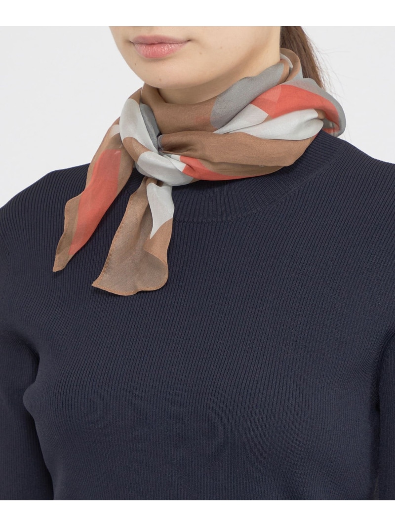 【SALE／22%OFF】【ウォッシャブル】ジオメシルクストール Paul Stuart ポール・スチュアート ファッション雑貨 マフラー・ストール・ネックウォーマー ブラウン ネイビー【RBA_E】【送料無料】[ Fashion]｜Paul Stuart