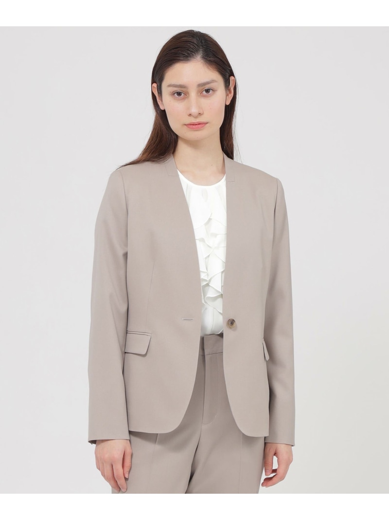 【ポールスチュアート】ノーカラージャケット コットンラメテクスチャー ノーカラージャケット(ジャケット