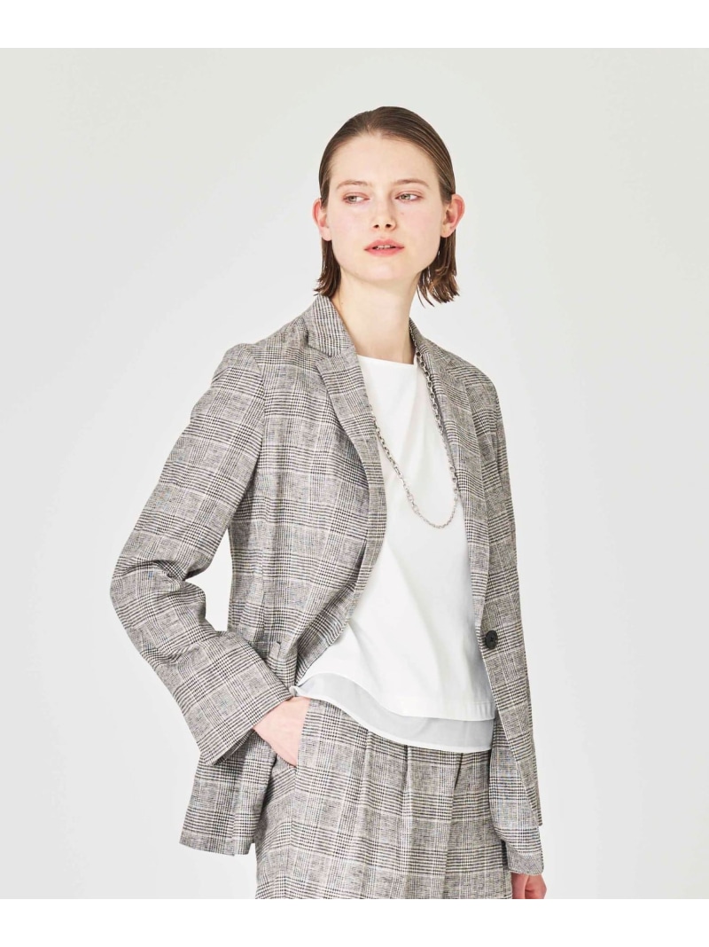 【SALE／20%OFF】【eclat掲載】【ウォッシャブル】チェックリネン ジャケット Paul Stuart ポール・スチュアート ジャケット・アウター テーラードジャケット・ブレザー ブラウン【RBA_E】【送料無料】[ Fashion]｜Paul Stuart