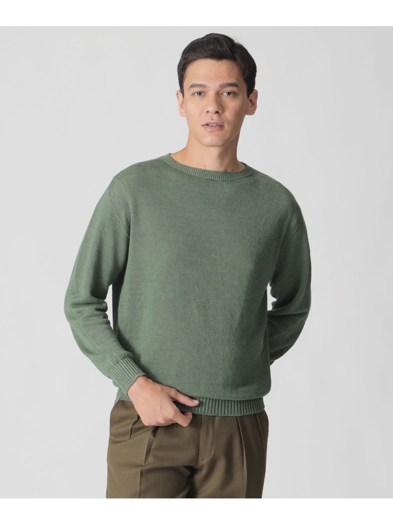 【SALE／50%OFF】【数量限定】「COLLECTION LINE」ガンジークルーネックニット Paul Stuart ポール・スチュアート トップス ニット グリーン ブラック オレンジ【RBA_E】【送料無料】[ Fashion]