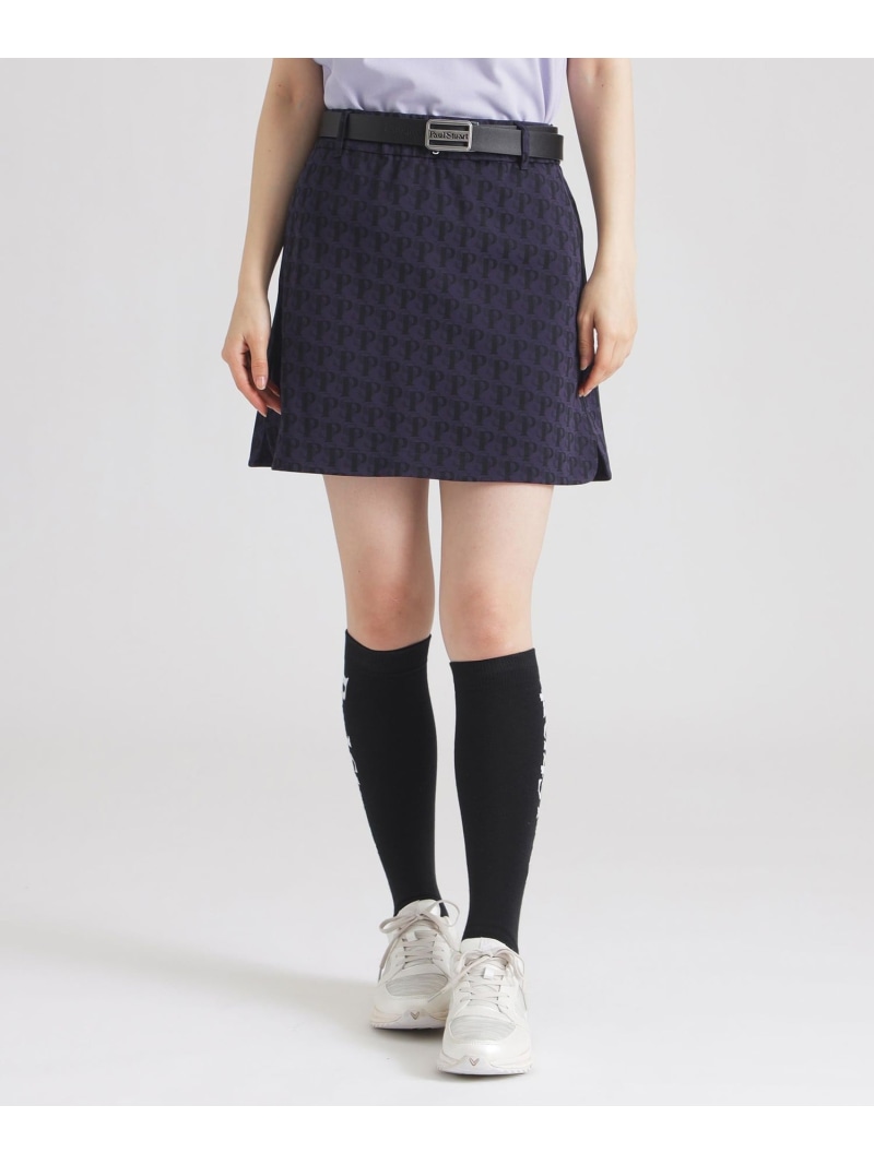 【GOLF Women\u0027s】モノグラムスコート Paul Stuart 極点・スチュアート スコート 余分の物のスコート 米国海軍 白いこと【貨物輸送無料】[ Fashion]