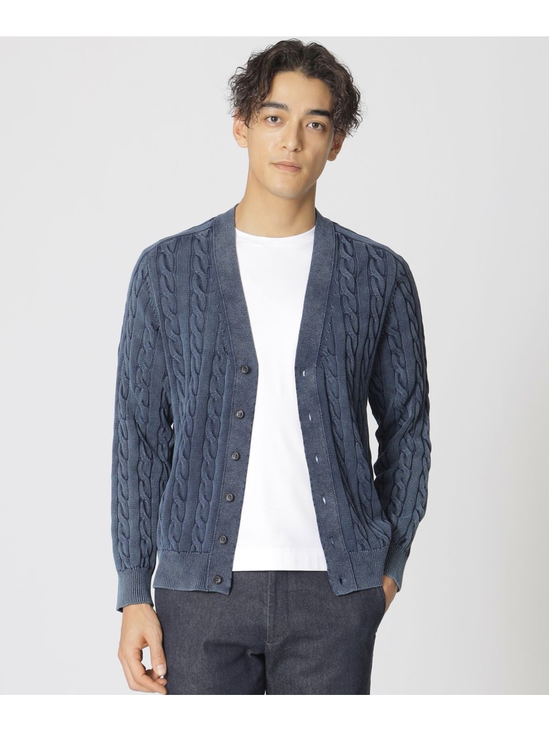 【SALE／25%OFF】フェーデットケーブルカーディガン Paul Stuart ポール・スチュアート トップス ニット カーキグリーン ネイビー【RBA_E】【送料無料】[ Fashion]
