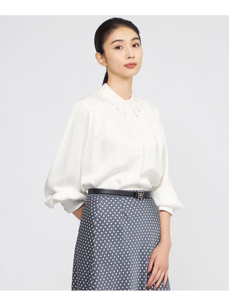【SALE／36%OFF】【ウォッシャブル】ストレッチダブルサテン ブラウス Paul Stuart ポール・スチュアート トップス シャツ・ブラウス ホワイト【RBA_E】【送料無料】[ Fashion]