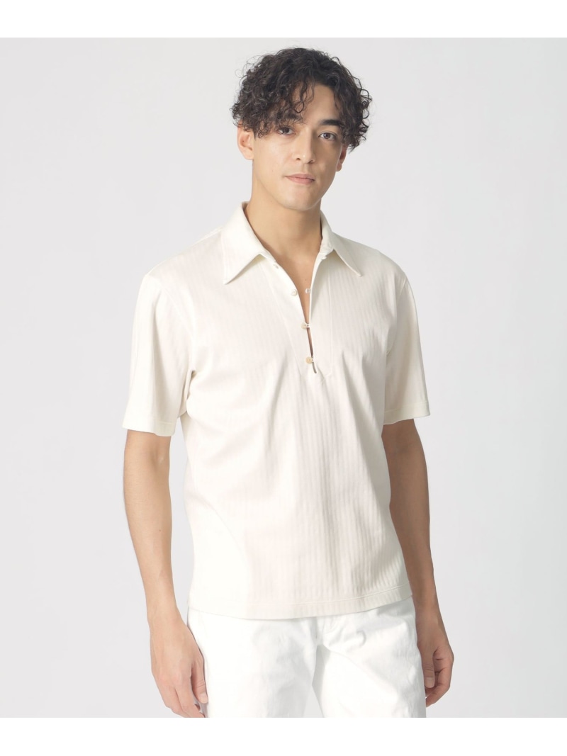 【SALE／29%OFF】【COLLECTION LINE】ティアドロッププラケット/プルオーバー半袖シャツ Paul Stuart ポール・スチュアート トップス シャツ・ブラウス ホワイト ベージュ【RBA_E】【送料無料】[ Fashion]｜Paul Stuart