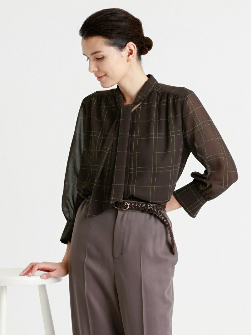 ドットラインチェック ブラウス Paul Stuart ポール スチュアート シャツ 長袖シャツ ブラウン Rakuten Fashion 爆買い