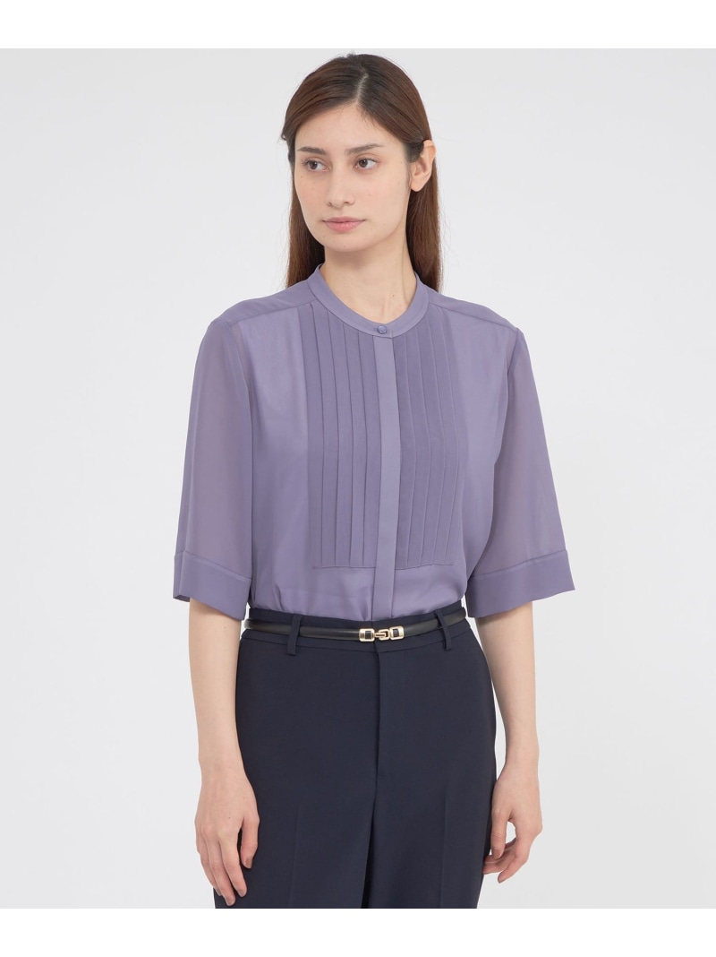 【SALE／20%OFF】【ウォッシャブル】シフォンジョーゼット ブラウス Paul Stuart ポール・スチュアート トップス シャツ・ブラウス パープル ホワイト ブラウン【RBA_E】【送料無料】[ Fashion]