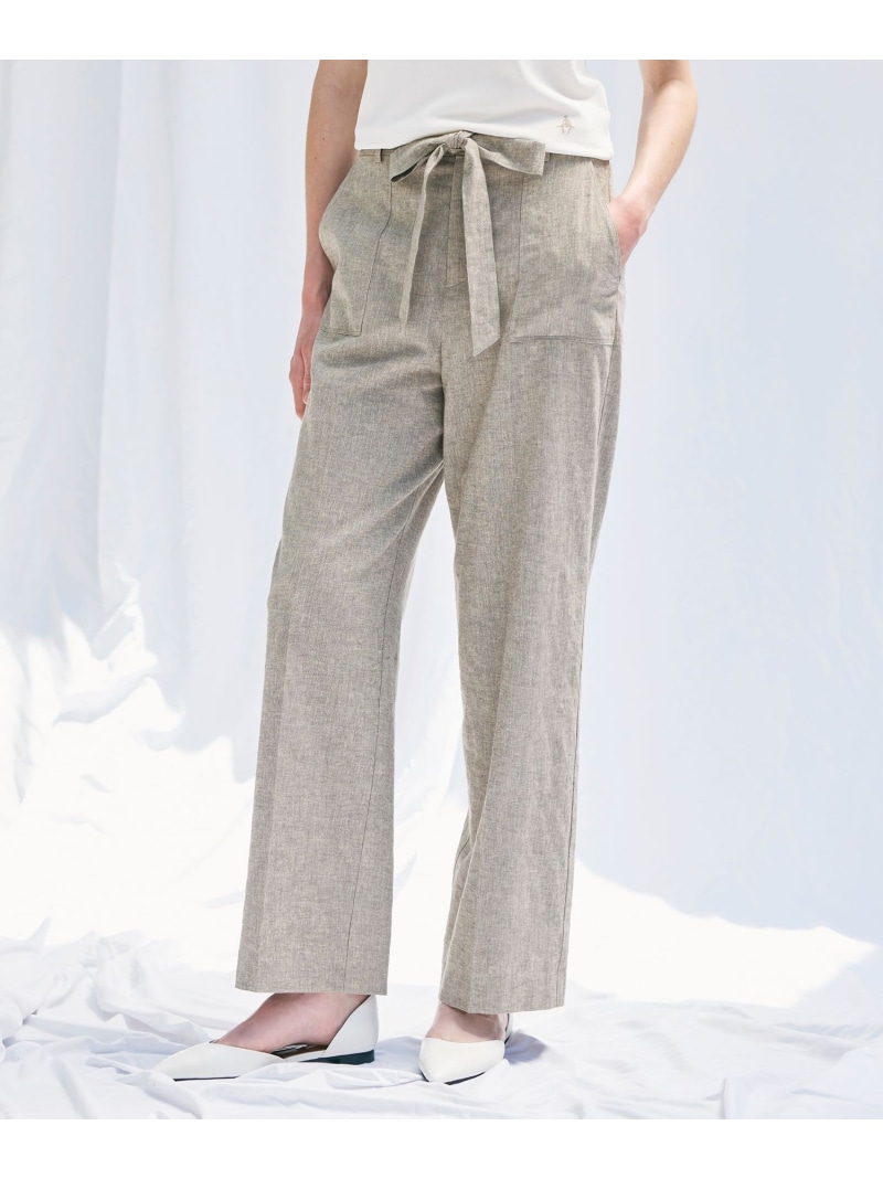 【SALE／27%OFF】【Precious掲載】【ウォッシャブル】ストレッチリネン パンツ Paul Stuart ポール・スチュアート パンツ スラックス・ドレスパンツ ホワイト カーキグリーン【RBA_E】【送料無料】[ Fashion]