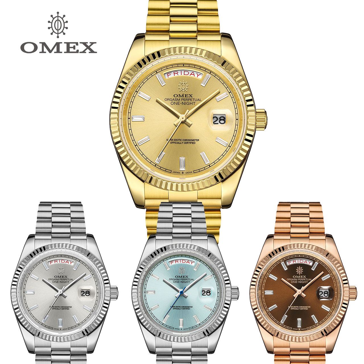 【レビュー特典付】OMEX オメックス ワンナイト オートマチック 自動巻き メンズ 腕時計 日本製ムーブメント デイデイト フルスペル表示 防水 ステンレス316 メンズ ビジネス カジュアル スーツ ギフト プレゼント おしゃれ ブランド オマージュ
