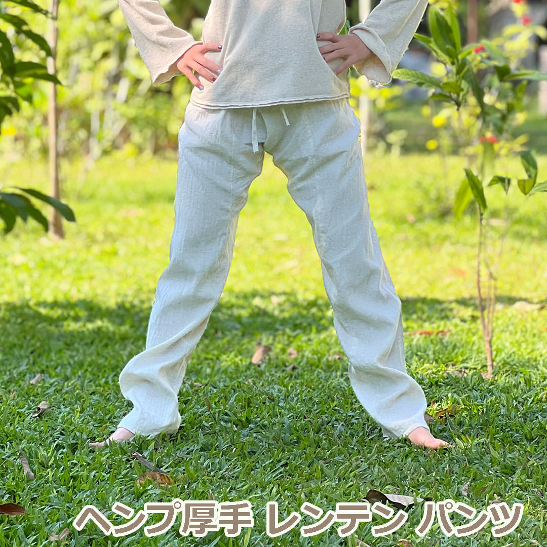 パヤカ asana ヘンプ100% 朦々たる レン拾 ズボン下＜きなり＞麻 隠し付き添い人 レディース 亭主もち  サルエルパンツ 五分五分ズボン下   イージーパンツ エスニック アジアン 流行り物 ボトムス    瑜伽御召しもの リゾートコーデ