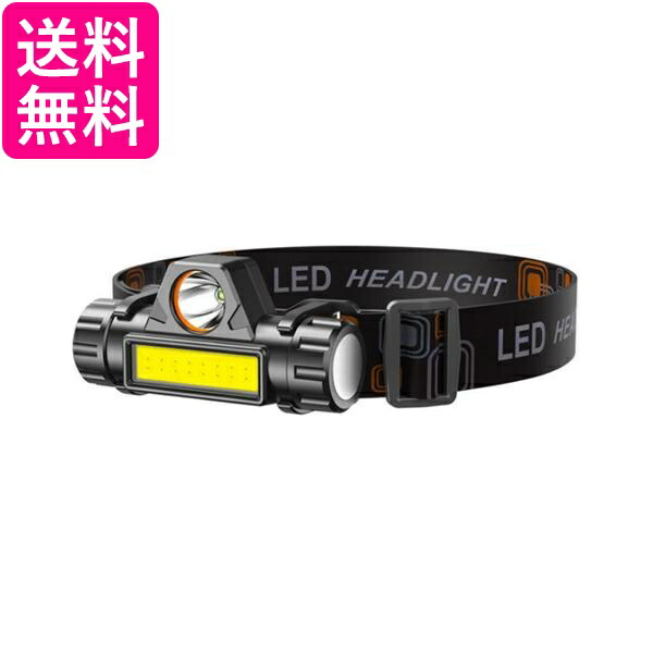LEDデュアル　ヘッドライト　光源　高輝度　モード　(管理C)　IPX6防水　点灯　散光切替　懐中電灯　集光　充電式　USB　送料無料