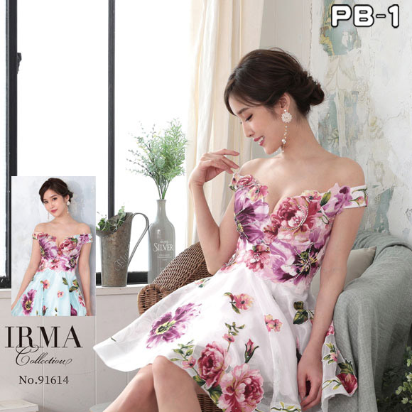 【2000円OFFクーポン対象】 IRMA ドレス 91614 キャバドレス ミニ ミニドレス ノースリーブ ミニドレス フレア ミニ丈 IRMA ドレス ナイトドレス セクシー 花柄 レース 使用 レディース スナック クラブ 女性 大人