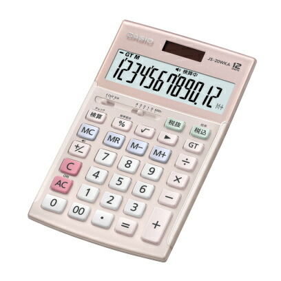 【送料無料】 CASIO JS-20WKA-PK-N 実務電卓 12桁 検算 ジャストタイプ ピンク 【在庫目安:お取り寄せ】| 事務機 電卓 計算機 電子卓上計算機 小型 演算 計算 税計算 消費税 税