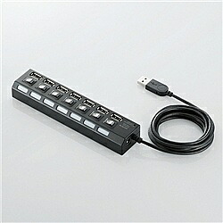 【送料無料】 ELECOM U2H-TZS720SBK USBHUB2.0/ 個別スイッチ付/ セルフパワー/ 7ポート/ 2m/ ブラック 【在庫目安:お取り寄せ】