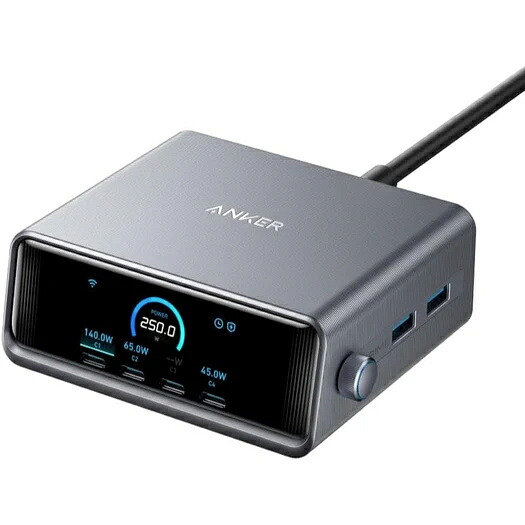 【送料無料】アンカー・ジャパン A2345541 Anker Prime Charger (250W 6 Ports GaN) (USB PD 充電器 USB-A ＆ USB-C) シルバー【在庫目安:僅少】｜PC＆家電《CaravanYU 店》