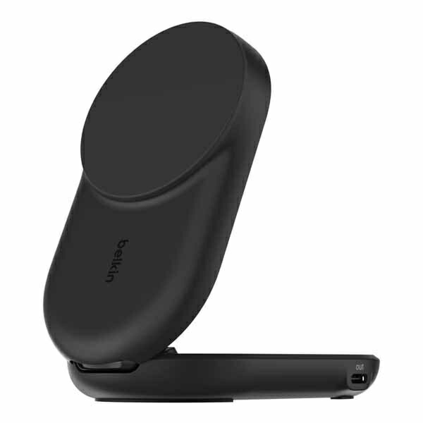 【送料無料】 belkin WIZ039dqBK UltraCharge Qi2 25W 2-in-1 折りたたみ式マグネット充電器 ラウンド型 ブラック 【在庫目安:僅少】