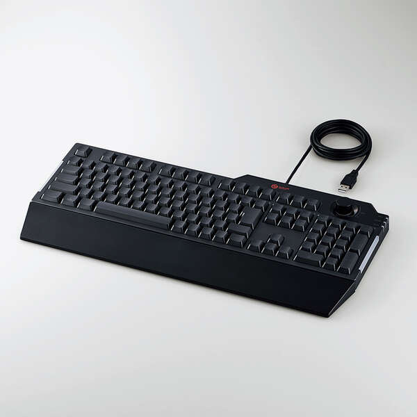 【貨物輸送無料】ELECOM TK-G02UMBK ゲーミングキーボード/ メンブレン式/ 着脱式リストレスト付/ 音の大きさ文字盤付/ フルキー/ 有線/ 黒いこと【店卸し資産引き合い:お取り寄せ】