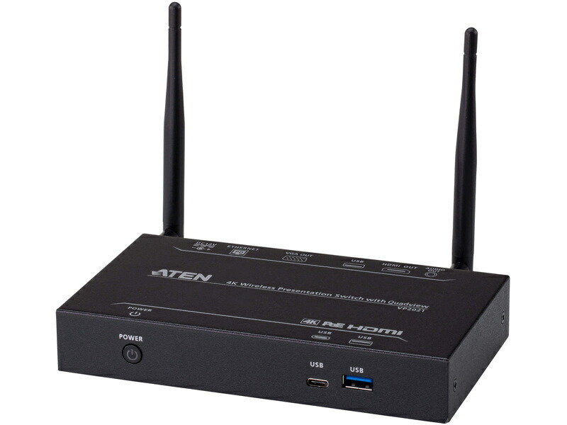 【貨物輸送無料】ATEN VP2021 4Kワイヤレスプレゼンスイッチャー（クワッドビュー相応う）【店卸し資産準拠集団:お取り寄せ】