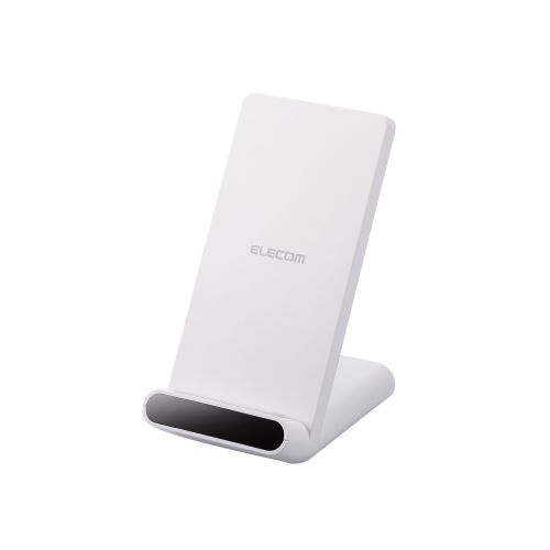 【送料無料】 ELECOM W-QS09WH Qi規格対応ワイヤレス充電器/ 5W/ スタンドタイプ/ 2枚コイル/ ホワイト 【在庫目安:お取り寄せ】