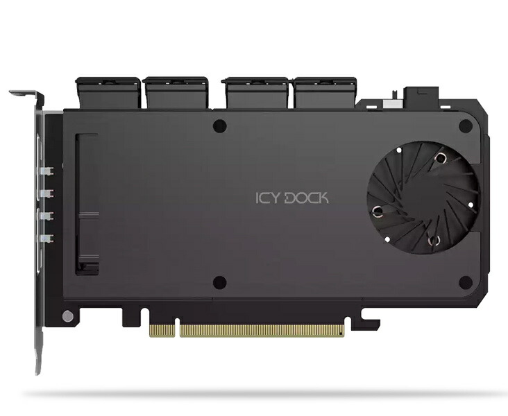 【貨物輸送無料】ICY DOCK MB204MP-B 4 x M.2 NVMe SSD積み上げる用リムーバブルアダプタ PCIe5.0 x16取りひろげる拡張スロット用（PCIe分かれ出る役立つことが已むを得ず）【店卸し資産準拠集団:お取り寄せ】