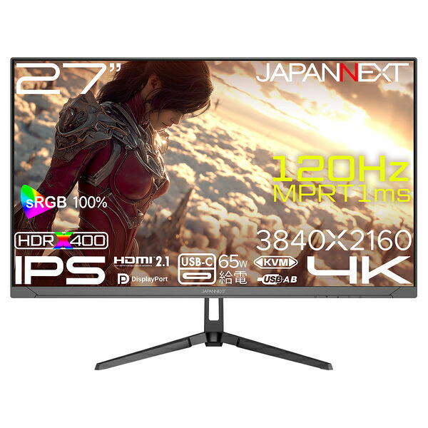 【貨物輸送無料】JAPANNEXT JN-i27G120U2-C6 ゲーミング液晶見せびらかす 27型/ 3840×2160/ HDMI×2、DP×1、USB-C×1/ 黒いこと/ 金棒引き有/ 2年言いはなつ【店卸し資産標準尺度:少ない】