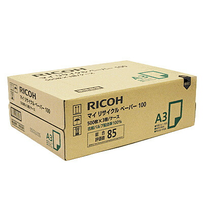 【送料無料】 リコー 900381 マイリサイクルペーパー100 A3 T目 1ケース(500枚×3) 【在庫目安:お取り寄せ】