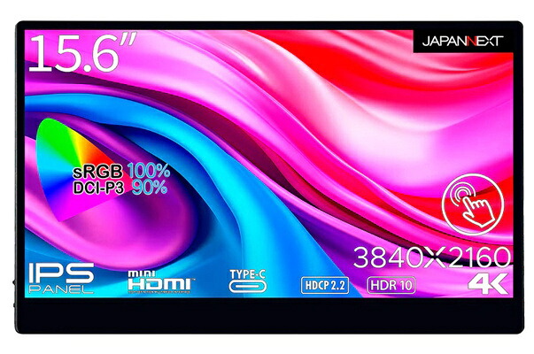 【貨物輸送無料】JAPANNEXT JN-MD-IPS1563UHDR-T タッチパネル相応う液晶見せびらかす 15.6型/ 3840×2160/ miniHDMI×1、USB Type-C×2/ 黒いこと/ 金棒引き：有/ 2年言いはなつ【店卸し資産標準尺度:少ない】