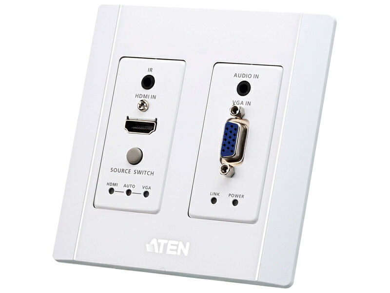 【貨物輸送無料】ATEN VE2812AUST HDMI ＆ VGA HDBaseTトランスミッター（USウォール一皿、POH手合い、白いこと）【店卸し資産準拠集団:お取り寄せ】