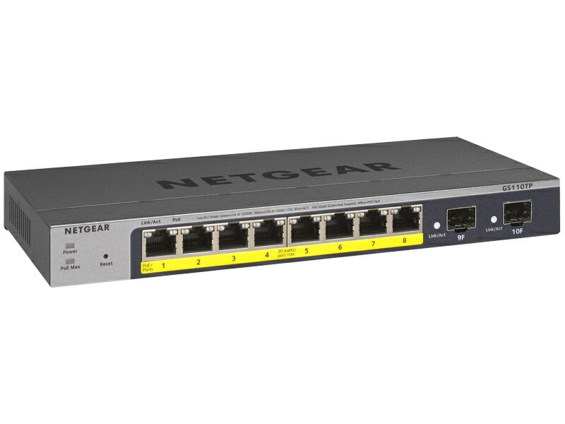 NETGEAR GS110TP-300AJS GS110TP ギガビット10ポート スマートスイッチ(PoE 8ポート SFP 2スロット) Insight対応
